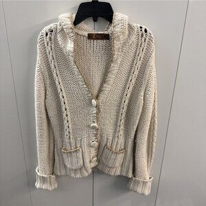 Vintage Women’s Empyre Button Knit Crop Hooded Sweater Size Large